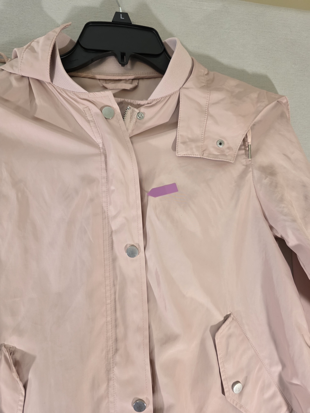 Zara Basic Light Pink  Hooded Women's Jacket with Ruffle Hem